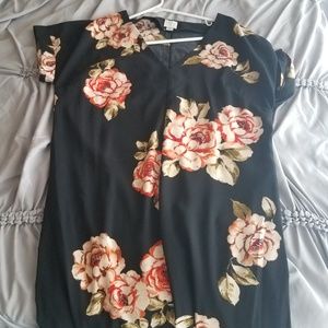 Black Floral Shift Dress